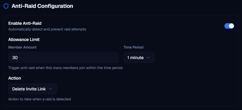 DisGuard Anti-Raid Configuration