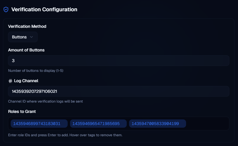 DisGuard Configuration Panel